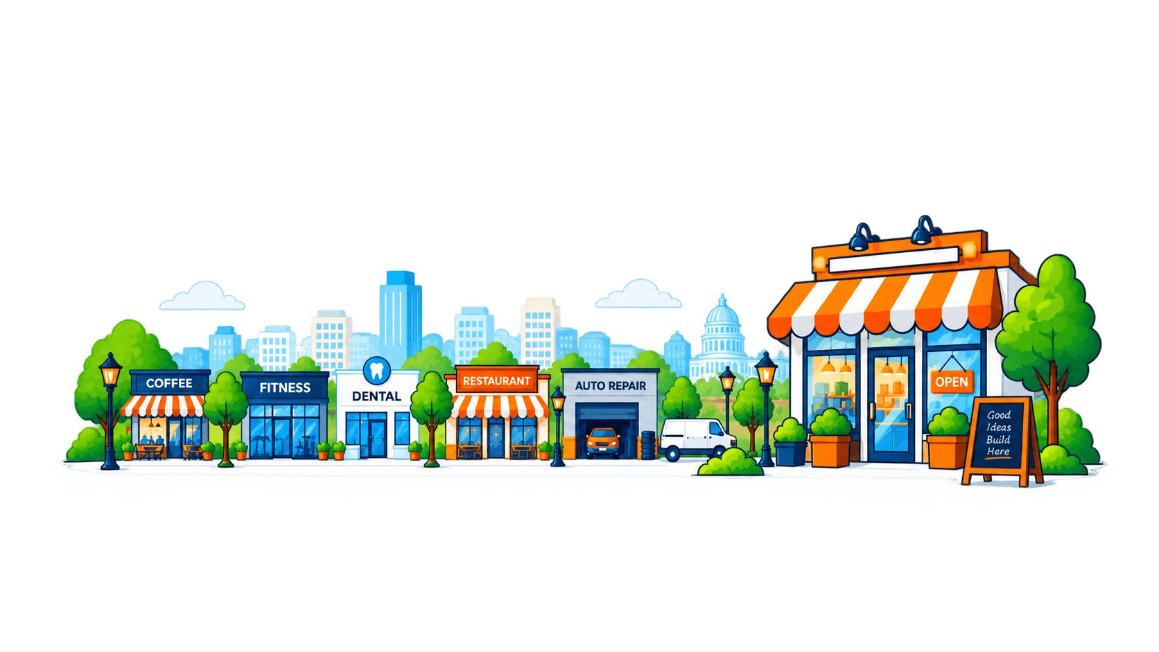Small businesses along Main Street
